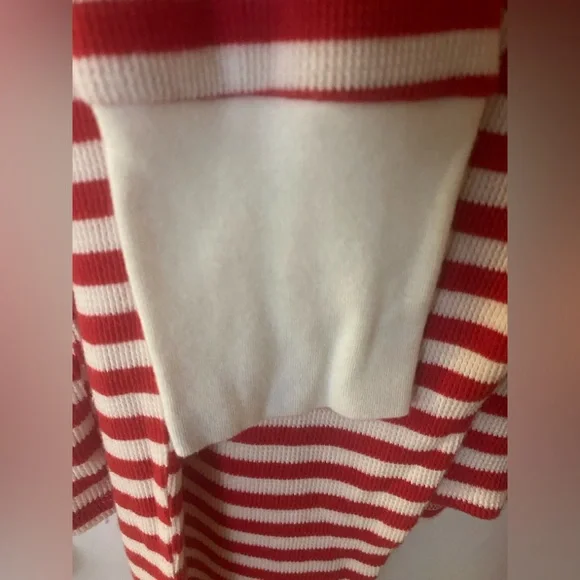 Victoria Secret Long Thermal Pajama Set Red & White Candy Cane Striped - Picture 9 of 9